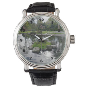 Custom Black Vintage Leather men's watch