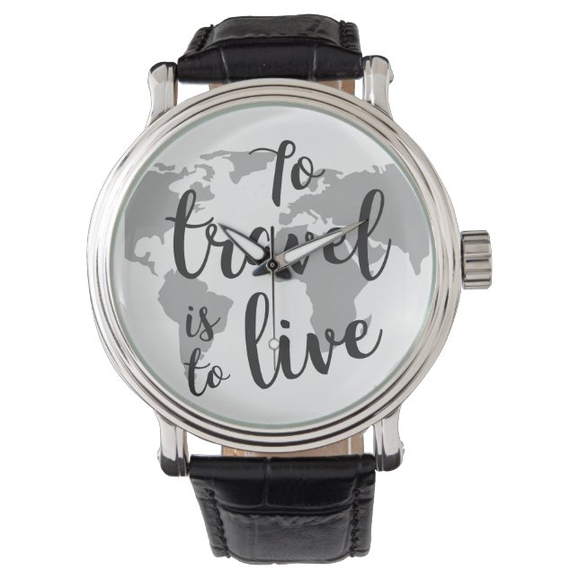 Custom Black Vintage Leather Watch (Front)