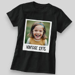 Custom Black Vintage Milestone Birthday Photo T-Shirt<br><div class="desc">Celebrate a special milestone birthday with this custom black vintage t-shirt. Designed with a stylish retro look, this shirt allows you to personalize it with a photo, name, and age for a truly unique keepsake. Perfect for milestone celebrations like 30th, 40th, 50th, 60th, and beyond. A fun party outfit and...</div>