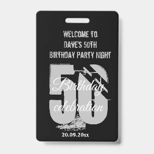Custom Black VIP Pass Birthday Party Invitation  Badge