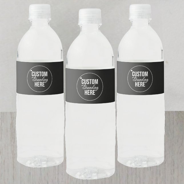 Custom Black Water Bottle Labels For Business (logo black water bottle label)
