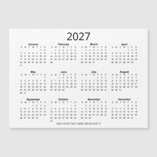 Custom Black & White 2027 Calendar with Your Text