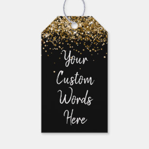 Custom Black White and Gold Glitter Personalized Gift Tags