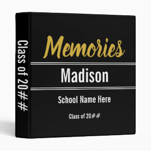 Custom Black White and Gold Graduate Memories Binder