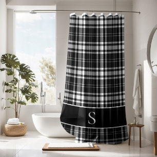 Custom Black White Buffalo Check Tartan Monogram