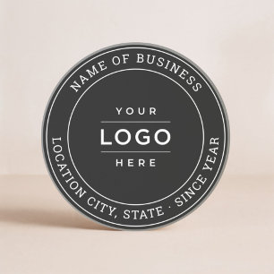 Custom Black White Business Logo Company Name Coaster