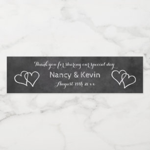 Custom black white chalkboard wedding party favour water bottle label