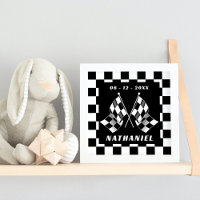 Custom Black White Checkered Flags Squares Pattern