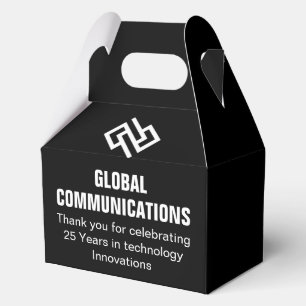 Custom Black White Company Anniversary Party Favor Box