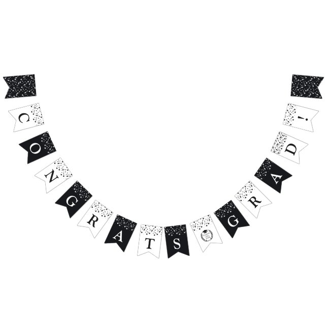 Custom Black & White Laurel Wreath Graduation Bunting Flags (All)