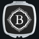 Custom Black & White Monogram Compact Mirror<br><div class="desc">.</div>