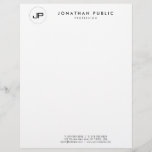 Custom Black White Monogram Simple Template Letterhead<br><div class="desc">Elegant Black White Monogram Simple Template Modern Letterhead.</div>