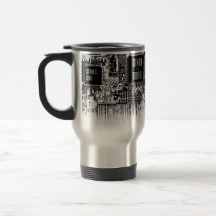 Custom Black White PCB Printed Circuit Board Geek Travel Mug