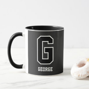 Custom Black White Personalized Monogram For Him Mug