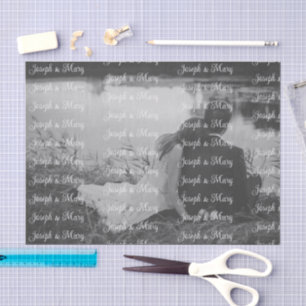 Custom Black & White Photo Template Text Wedding  Tissue Paper
