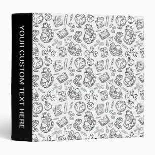 Custom Black & White School Doodle Binder