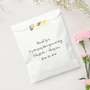 Custom black white script Wedding gift Favour Bag