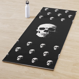 Custom Black & White Skull Template Fitness Yoga Mat
