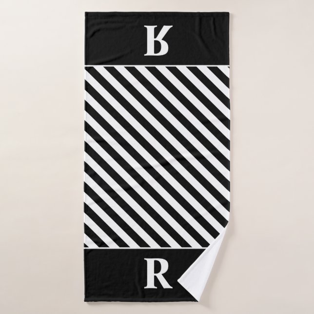 Custom Black/White Stripes Bath Towel (Bath Towel)
