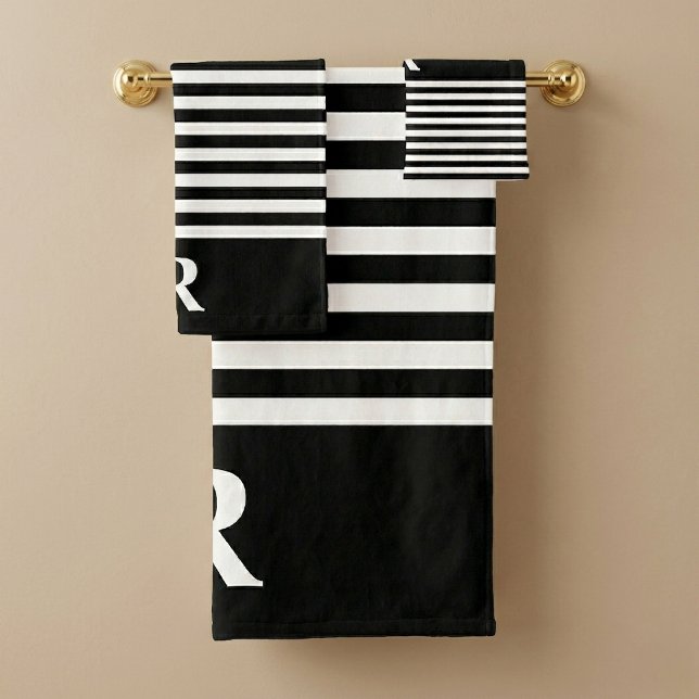 Custom Black/White Stripes Bath Towel Set (Creator Uploaded)