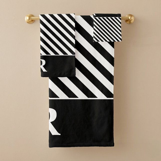 Custom Black/White Stripes Bath Towel Set (Creator Uploaded)