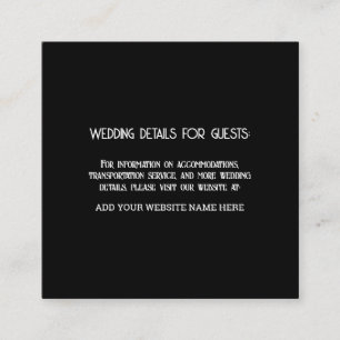 Custom Black White Wedding Information Guests Enclosure Card
