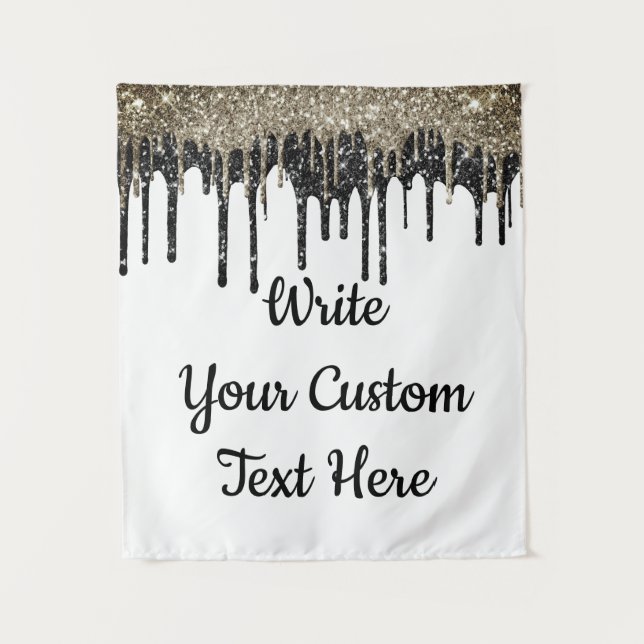 Custom Black White Wedding Photo Booth Backdrop Tapestry (Front)