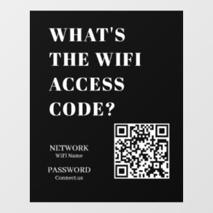 Custom Black WiFi QR   Network Password Display Window Cling