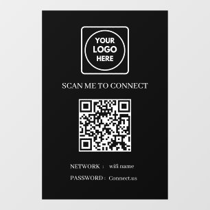 Custom Black WiFi QR   Scan to Connect Display Window Cling