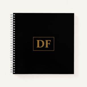 Custom Black With Gold Initials Notebook