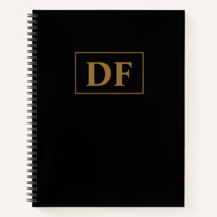 Custom Black With Gold Initials Notebook