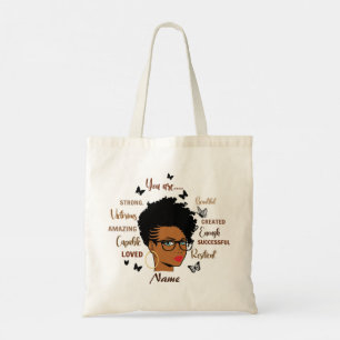 Custom Black Woman Afro Girl Tote Bag