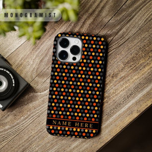 Custom Black Yellow Orange Color Polka Dot Design Case-Mate iPhone 14 Pro Max Case