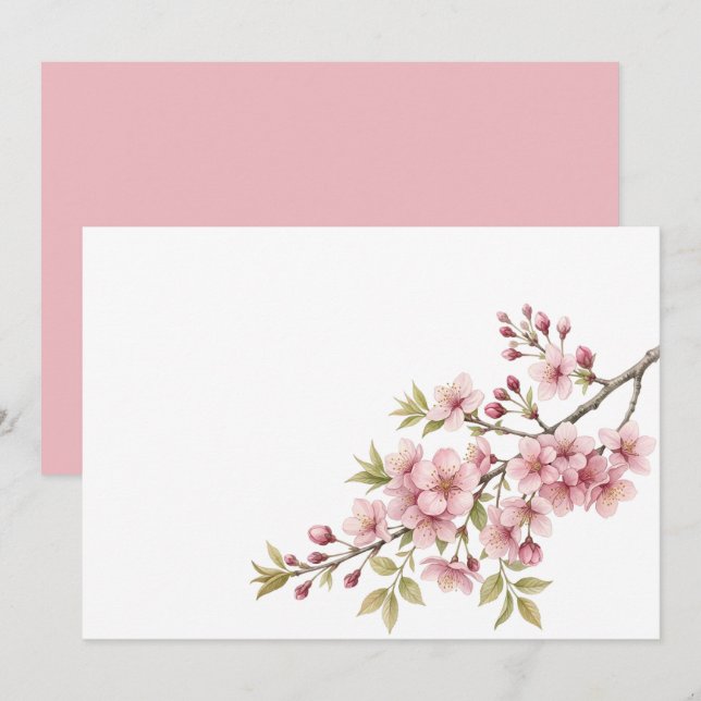 Custom Blank Cherry Blossom Floral Save The Date (Front/Back)