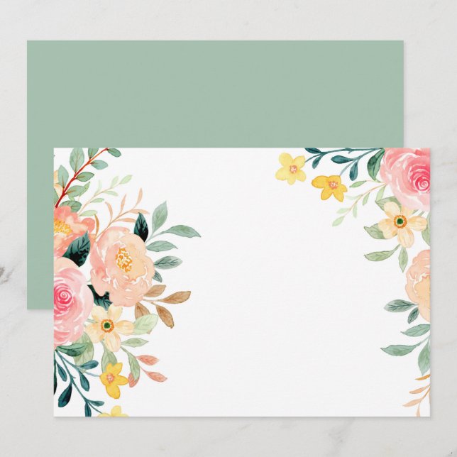 Custom Blank Floral Watercolor Invitation (Front/Back)