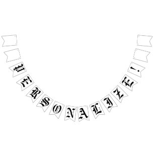 Custom Blank Old English Gothic Wedding  Bunting Flags