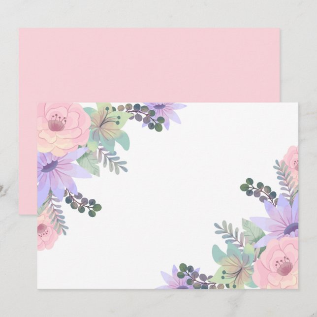 Custom Blank Pink Purple Floral Save The Date (Front/Back)