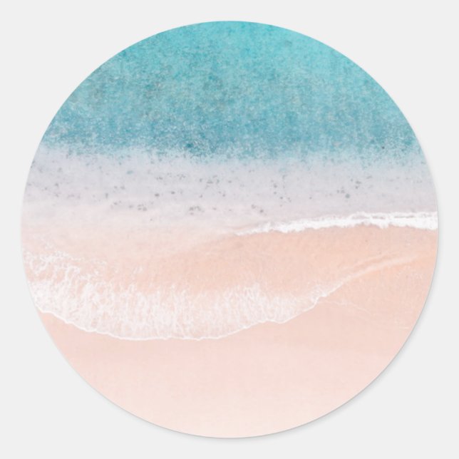 Custom Blank Template Beach Sand Blue Sea Seaside Classic Round Sticker (Front)
