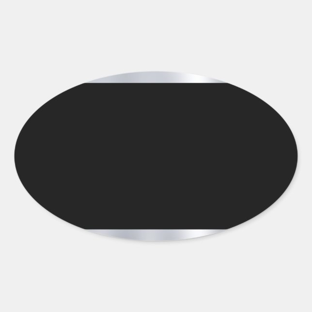 Custom Blank Template Faux Silver Black Elegant Oval Sticker (Front)