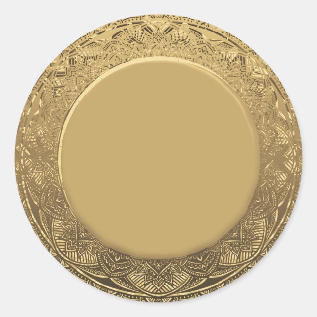 Custom Blank Template Gold Faux Foil Classic Round Sticker (Front)