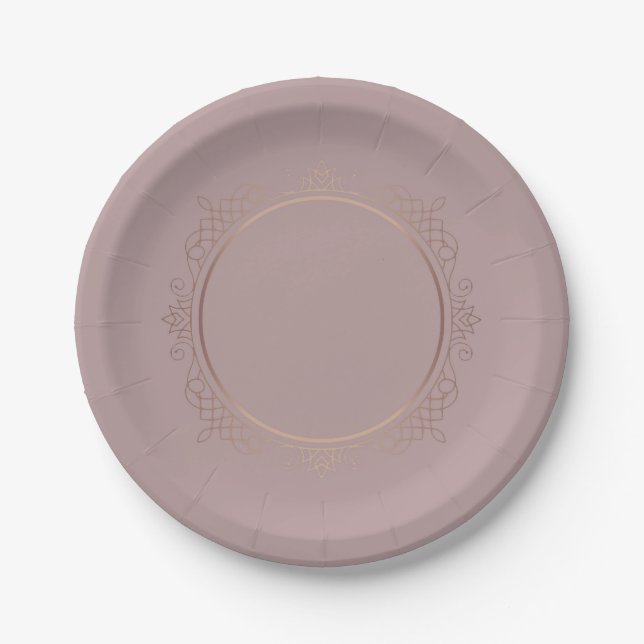 Custom Blank Template Trendy Elegant Rose Gold Paper Plate (Front)