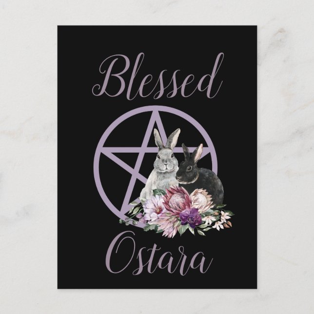 Custom Blessed Ostara Purple Pentacle Spring  Postcard (Front)