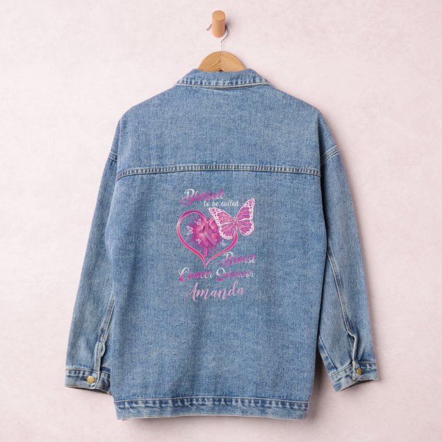 Custom Blessed to be Called Breast Cancer Survivor Denim Jacket (Hangar)