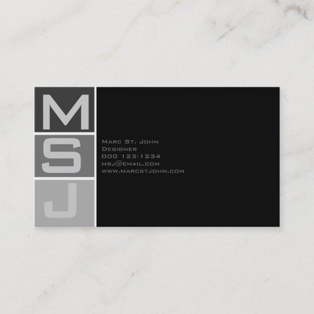 Custom Block Monogram Business Card (Front)