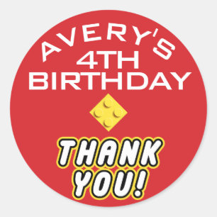 Custom BLOCK PARTY Colourful Bricks Thank You Classic Round Sticker
