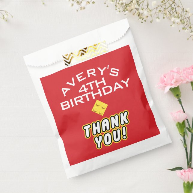 Custom BLOCK PARTY Colourful Bricks Thank You Favour Bag (Sealed)