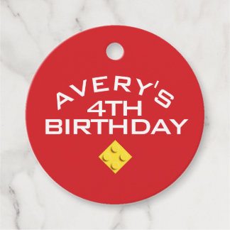 Custom BLOCK PARTY Colourful Bricks Thank You Favour Tags