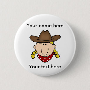 Custom Blonde Cowgirl 2 Inch Round Button