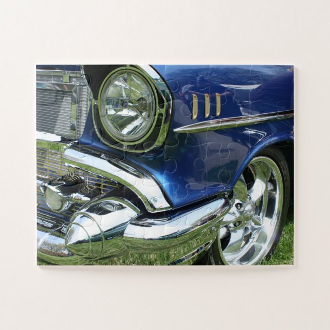 Custom Blue 1957 Chevy Car Jigsaw Puzzle (Horizontal)