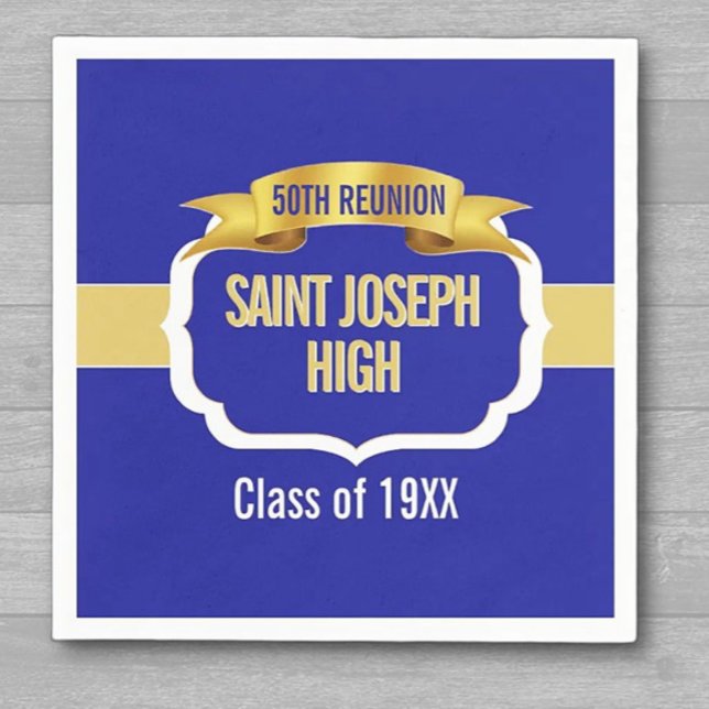 Custom Blue 50th Class Reunion  Napkin (Creator Uploaded)